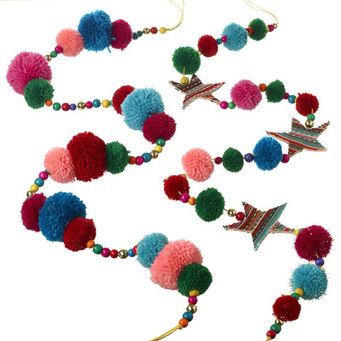 Bright Pom Pom Garland - Set of 2