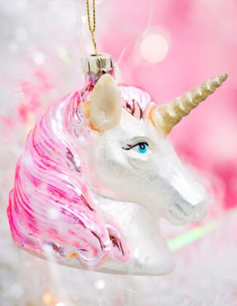 Pink Shimmer Unicorn Head Hanging Decoration