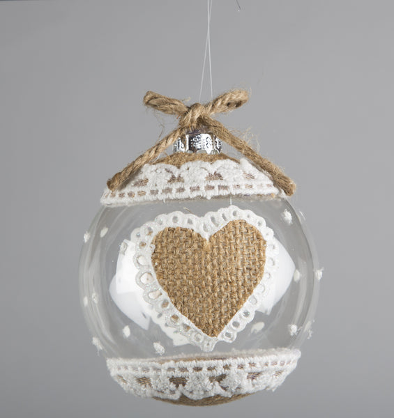 Sass & Belle Jute Heart Christmas Bauble