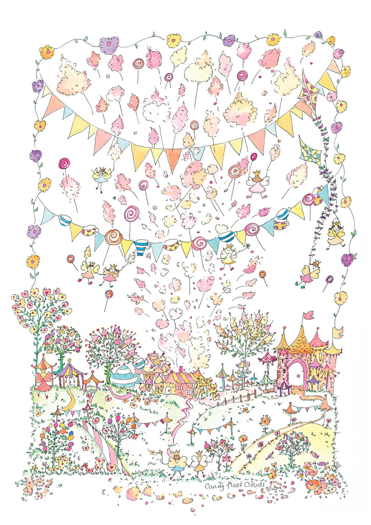 The Porch Fairies Large Picture - 'Candy Floss Clouds'