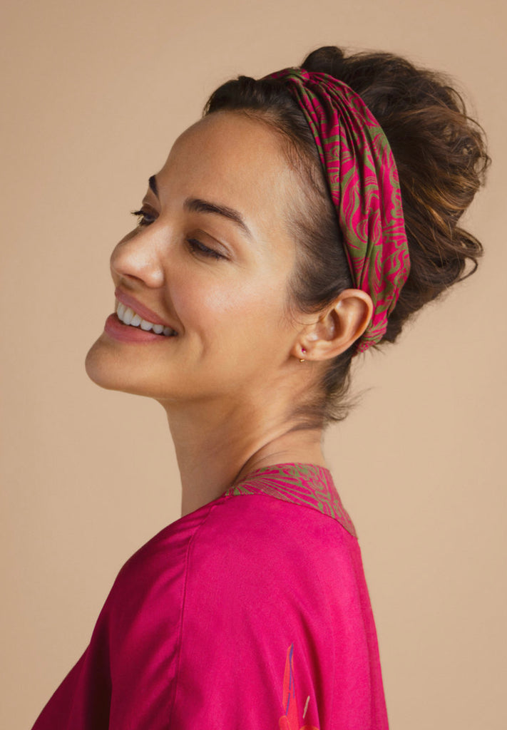 Powder Elasticated Headband - Hummingbird In Raspberry