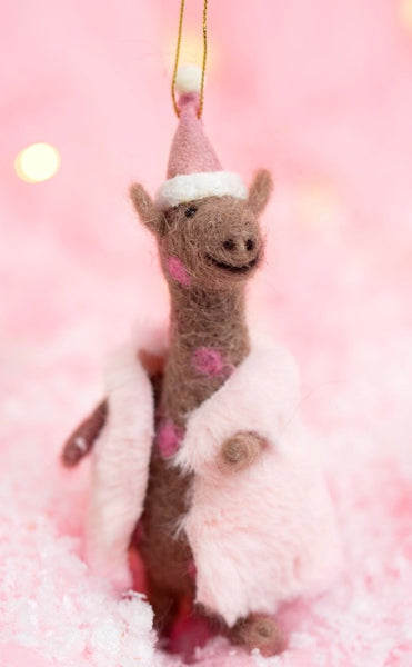 Sass & Belle Wonderland Pink Christmas Giraffe Hanging Felt Decoration