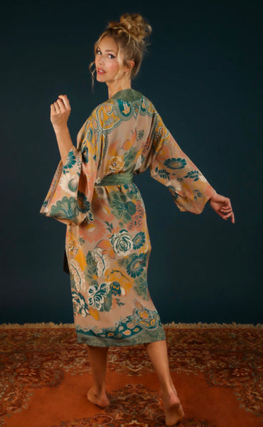 Powder Folk Art Floral Kimono Gown - Petal