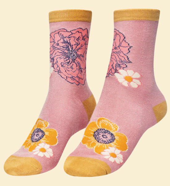 Powder Flower Heads Ankle Socks - Petal