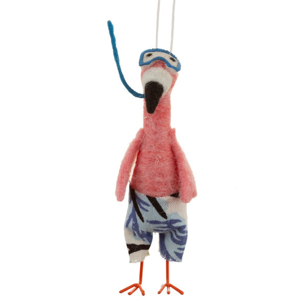 Sass & Belle Scuba Diving Flamingo Hanging Felt Decoration