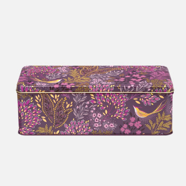 Sara Miller Plum Songbird Long Deep Rectangular Tin