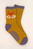 Powder Cheeky Fox Face Ankle Socks - Mustard