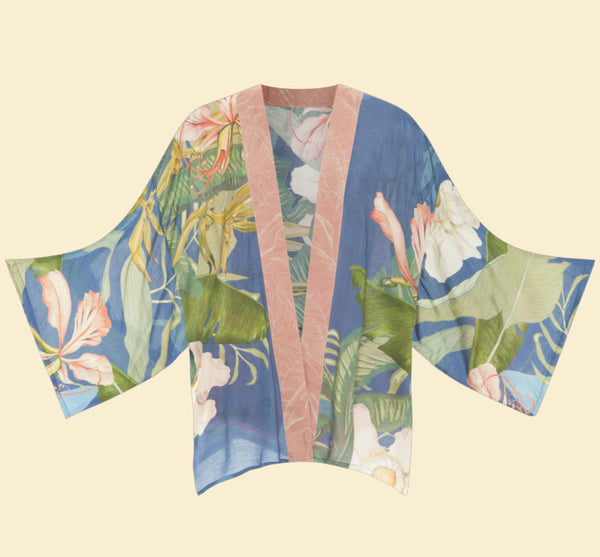 Powder Delicate Tropics Kimono Jacket - Indigo