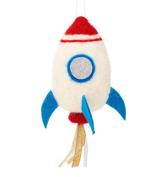 Sass & Belle Outer Space Rocket Hanging Felt Decoration