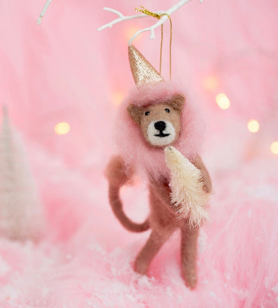 Sass & Belle Wonderland Pink Lion Hanging Felt Decoration