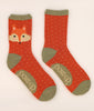 Powder Cheeky Fox Face Ankle Socks - Tangerine