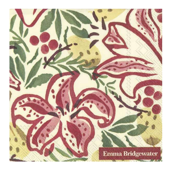 Emma Bridgewater Red Stargazer Lily Paper Cocktail Napkins