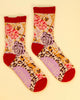 Powder Floral Stencil Ankle Socks - Stone