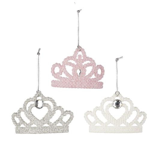 Sparkly Tiara Tree Decoration - Silver / Pink / White