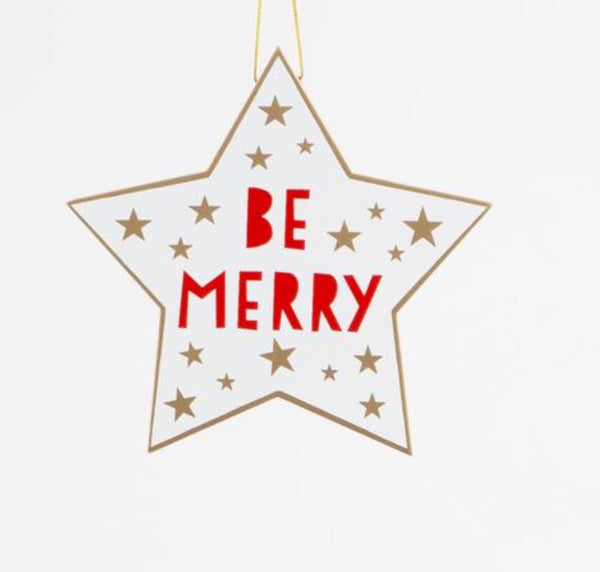 BE MERRY Hanging Star Decoration