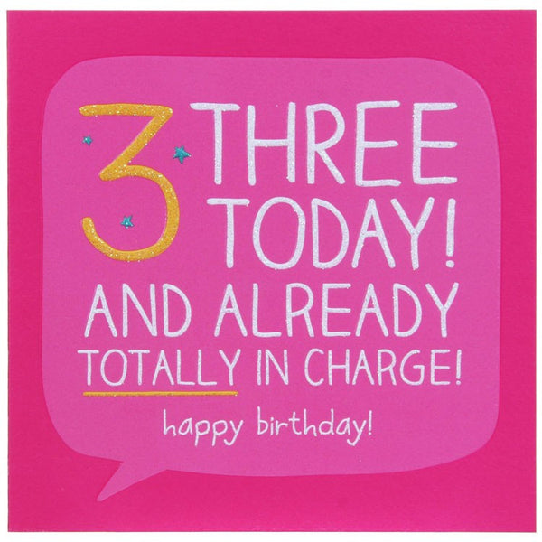 Happy Jackson Age 3 Birthday Card - Totally in Charge