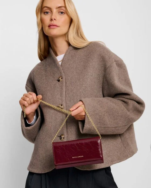 Katie Loxton Zea Patent Crackle Crossbody Purse - Cherry