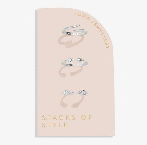 Joma Jewellery Stacks of Style Rings - Silver & Zirconia