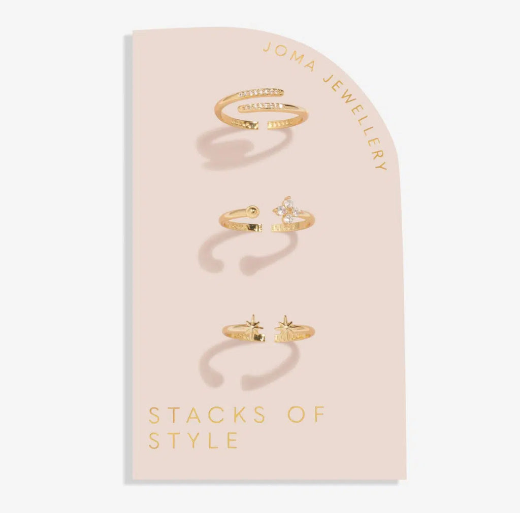 Joma Jewellery Stacks of Style Rings - Gold & Cubic Zirconia