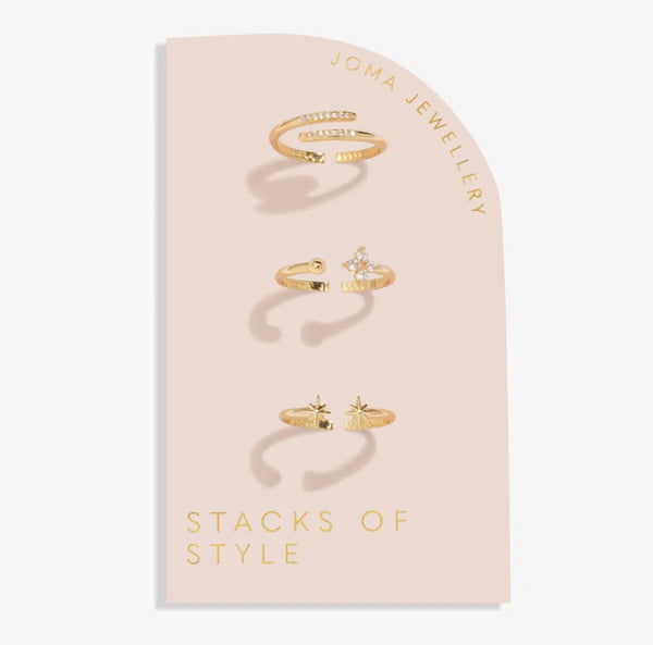 Joma Jewellery Stacks of Style Rings - Gold & Cubic Zirconia
