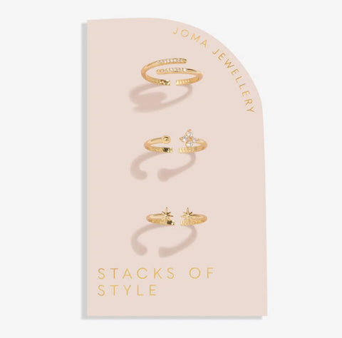 Joma Jewellery Stacks of Style Rings - Gold & Cubic Zirconia