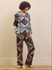 Their Nibs Navy Celestial Dreaming Satin Traditional Pyjama Set