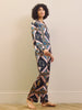 Their Nibs Navy Celestial Dreaming Satin Traditional Pyjama Set