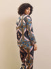 Their Nibs Navy Celestial Dreaming Satin Traditional Pyjama Set