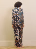 Their Nibs Navy Celestial Dreaming Satin Traditional Pyjama Set