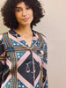 Their Nibs Navy Celestial Dreaming Satin Traditional Pyjama Set