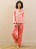 Their Nibs Satin Traditional Pyjama Pink Gold Peacock Feather