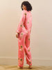 Their Nibs Satin Traditional Pyjama Pink Gold Peacock Feather