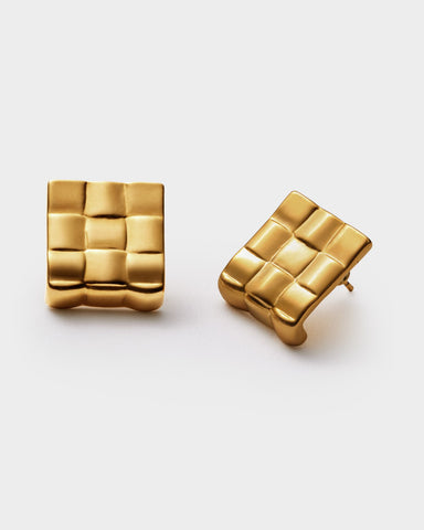 Katie Loxton Taya Waterproof Gold Woven Oversized Stud Earrings
