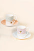 Yvonne Ellen Slogan Espresso Cup & Saucers - Set Of Two (Boxed)