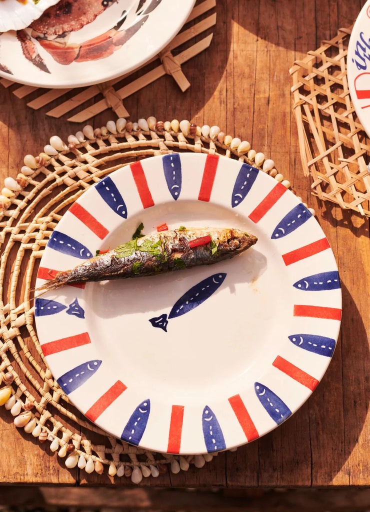 Emma Bridgewater Seafood Stripe Medium Dinner Plate, 8.5 Inch