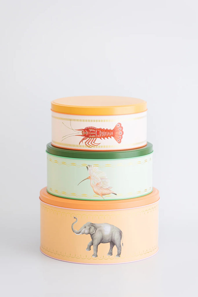Yvonne Ellen Lobster/Elephant/Ibis Round Cake Tins - Set Of Three