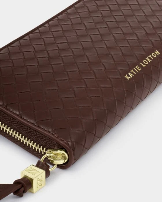 Katie Loxton Nova Woven Texture Large Purse - Chocolate
