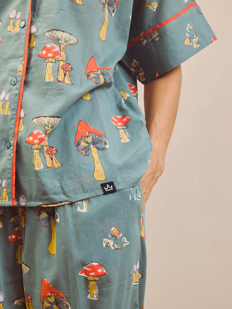 Their Nibs Charcoal Mushroom Cotton Voile Oversize Pyjama Set