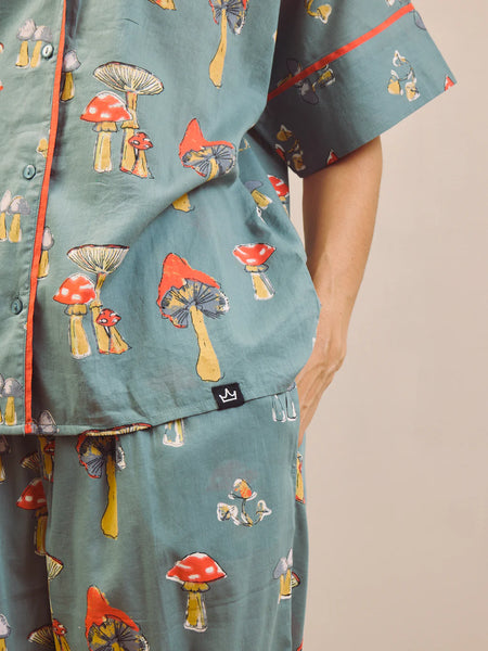 Their Nibs Charcoal Mushroom Cotton Voile Oversize Pyjama Set