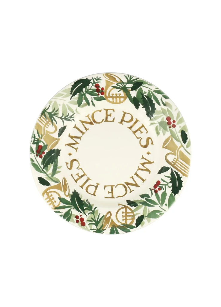Emma Bridgewater Bring In The Green Mince Pies Medium Dinner Plate, 8.5 Inch