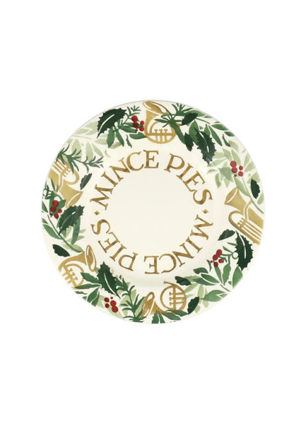 Emma Bridgewater Bring In The Green Mince Pies Medium Dinner Plate, 8.5 Inch