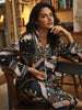 Their Nibs Navy Celestial Dreaming Satin Traditional Pyjama Set