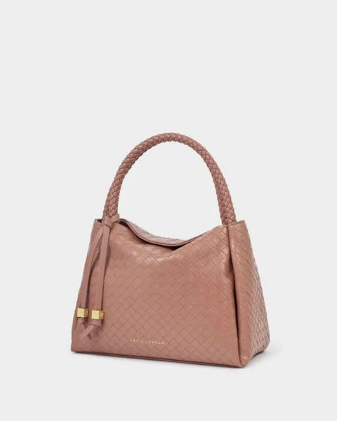 Katie Loxton Nova Woven Texture Top Handle Bag - Pink Clay