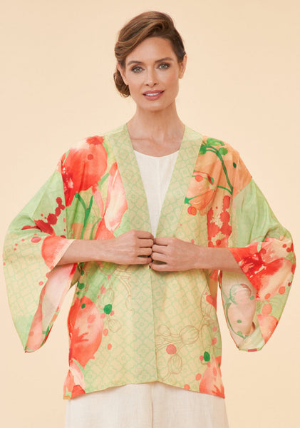 Powder Watercolour Orchids Kimono Jacket