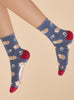 Powder Snuffling Hedgehogs Ankle Socks - Navy