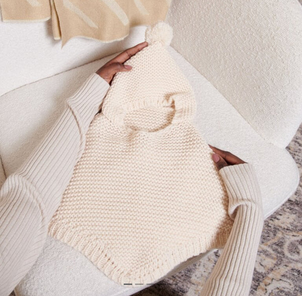 Katie Loxton Knitted Baby Poncho - Eggshell