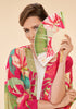 Powder Delicate Tropical Kimono Gown - Dark Rose