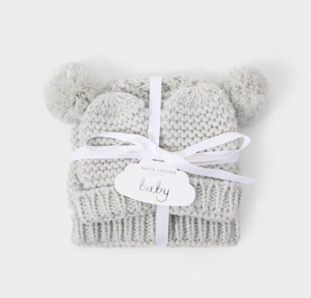 Katie Loxton Baby Hat And Mittens Set - Grey