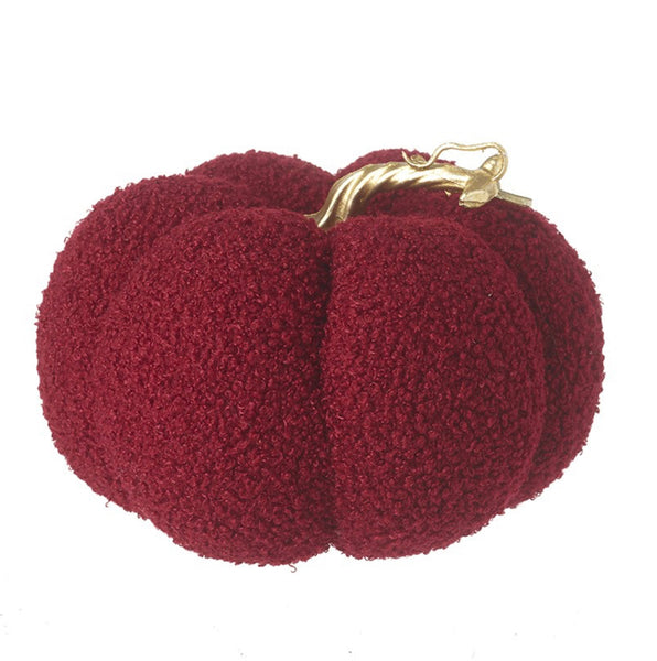 Red Fabric Pumpkin With Gold Stalk - Large