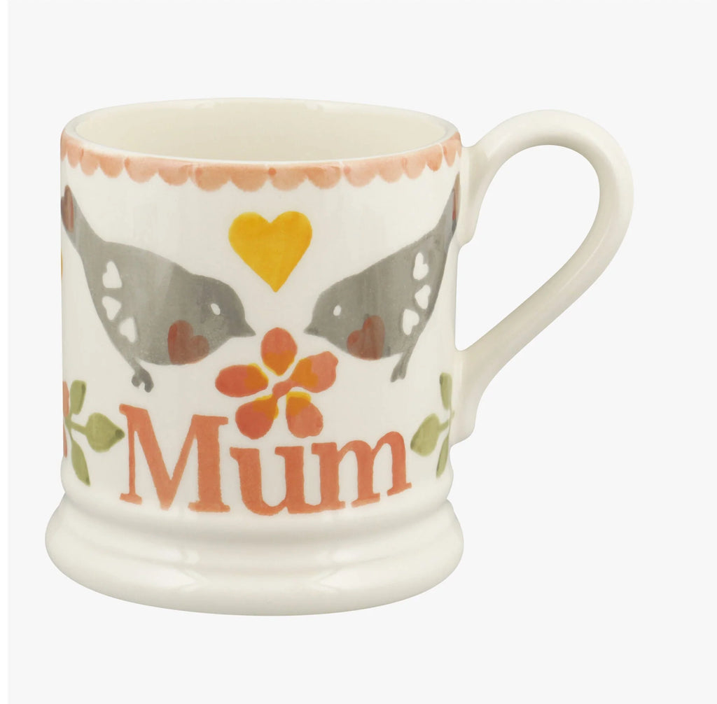 Emma Bridgewater Lovebirds Coral Mum 1/2 Pint Mug